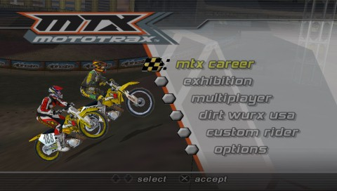 MTX Mototrax title screen for PSP
